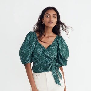 Madewell Seersucker Sweetheart Wrap top